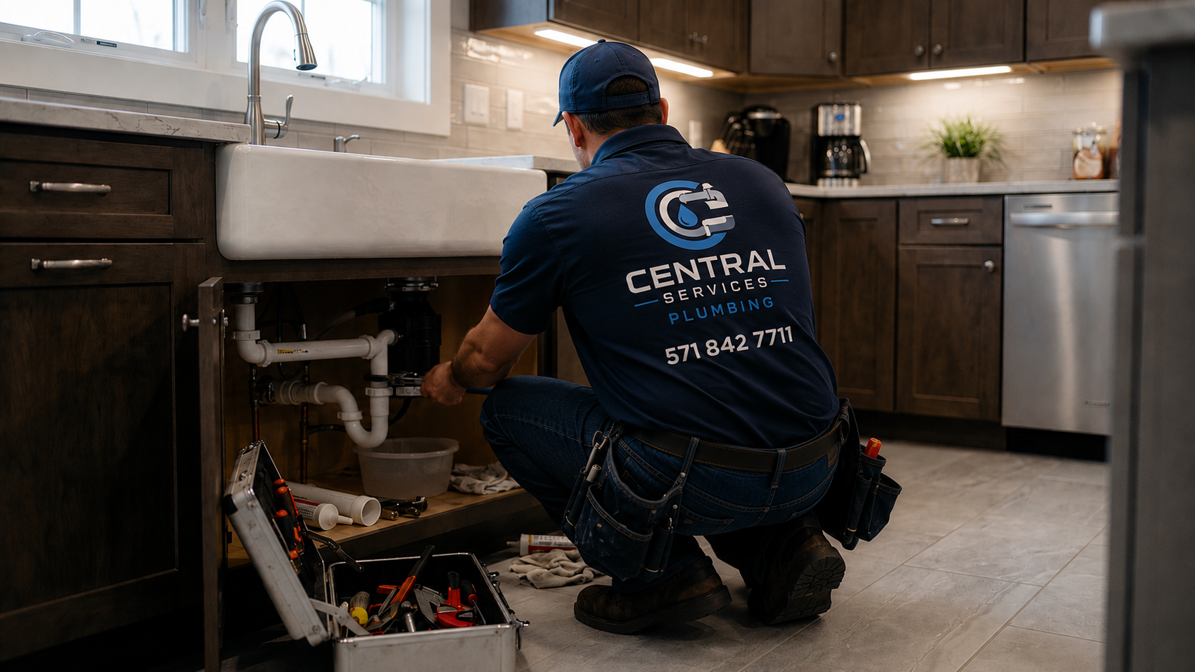Central Services Plumbing technician at work